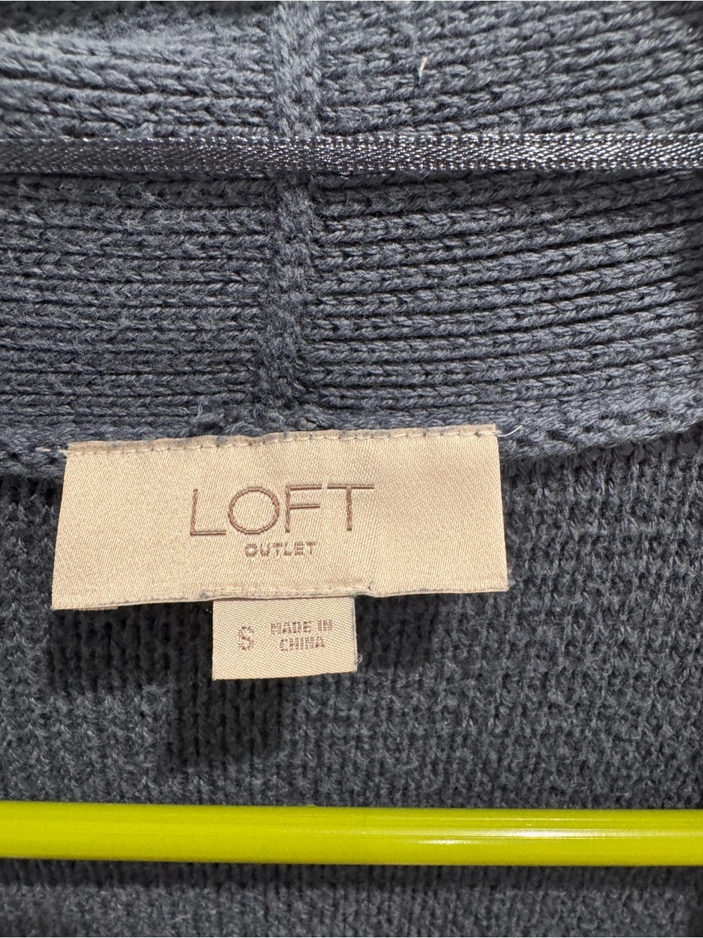 LOFT Slate Blue Open-Front Ribbed Cardigan - Picture 2 of 3